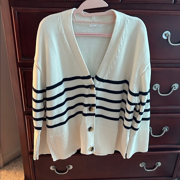GAP Cream and Navy Striped Cardigan - Picture 1 of 8